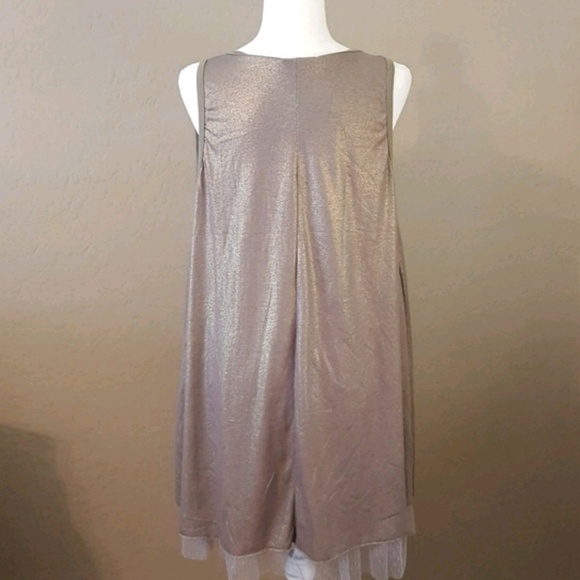 John Fashion Mocha Embroidered Appliqué and Iridescent Gold Dress‎ - Picture 4 of 9